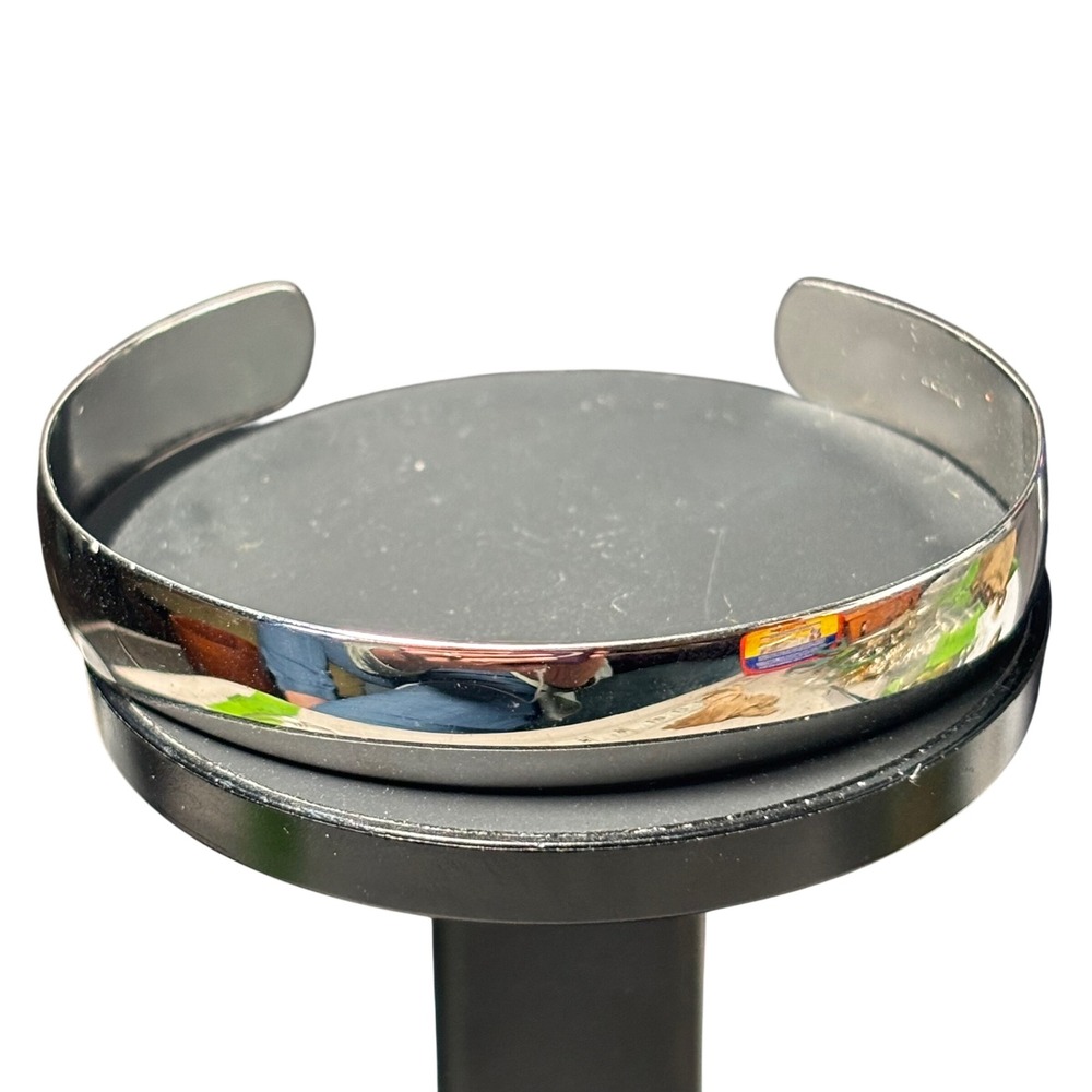 Cuff Bracelet Silver Polished Minimalist Open Band Bangle